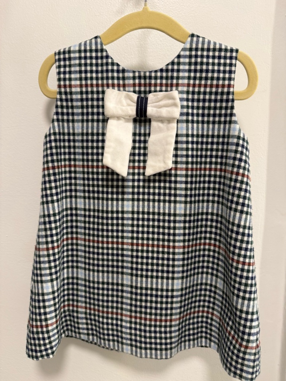The Beaufort Bonnet Company Plaid Wool Dress with Velvet Bow - 2T